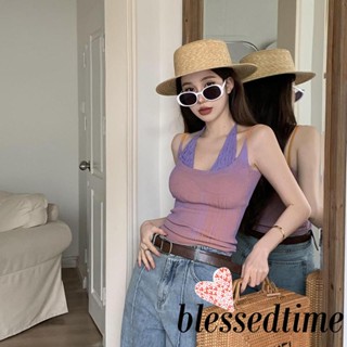 Blessedtime- เสื้อกล้าม แขนกุด สองชิ้น สีตัดกัน ฤดูร้อน สําหรับผู้หญิง