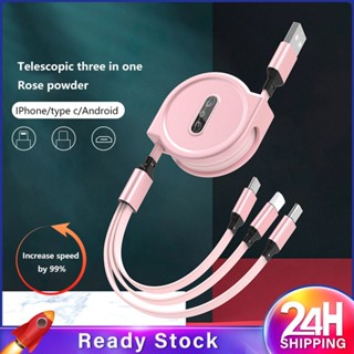 ❥❥ สายชาร์จเร็ว 12w 3 In 1 Usb Data Cable Micro-usb/type C/ip Retractable Fast Charger Cable For Samsung Data Cable