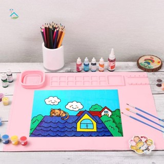 แผ่นภาพวาดสีน้ํามัน ซิลิโคน แบบพับได้ ใช้ซ้ําได้ DIY สําหรับเด็กผู้ชาย และเด็กผู้หญิง