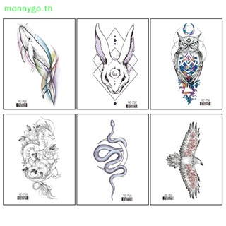 Monnygo สติกเกอร์รอยสักชั่วคราว ลายสัตว์ สีดํา สําหรับผู้ชาย และผู้หญิง