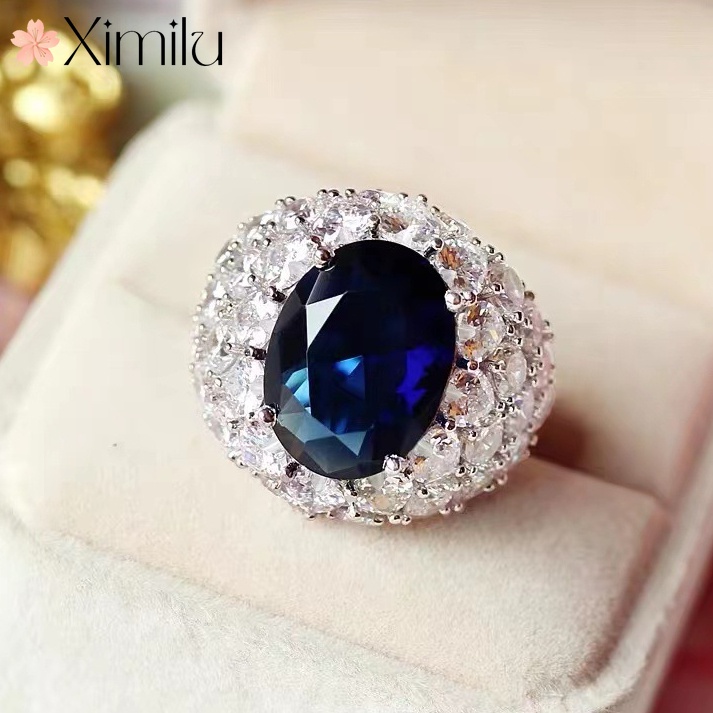 ♥ เครื่องประดับ แหวนเงิน ประดับเพชร หรูหรา ระดับไฮเอนด์ ของแท้ สําหรับผู้หญิง