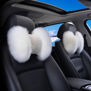 Automotive Headrest Pure Wool Winter Long Wool Neck Pillow Car Pillow Wool Plush Warm Car Pillow One-Pair Package n0Vj