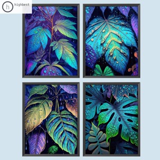 ชุดงานจิตรกรรมเม็ดบีด ทรงเพชรกลม 5D รูป Monstera Deliciosa สําหรับตกแต่งบ้าน DIY