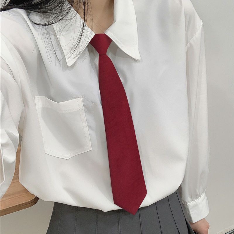 Tie Lazy JK เนคไท ขนาดเล็ก ฟรี สีดํา ไวน์แดง น้ําเงิน น้ําเงิน ทึบ เวอร์ชั่นเกาหลี นักเรียน สไตล์พื้นฐาน เครื่องแบบนักเรียน อุปกรณ์ชั้นเรียน