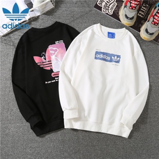 Adidas ของแท้ เสื้อกันหนาวกีฬา คอกลม ผ้าฝ้าย สําหรับผู้ชาย และผู้หญิง