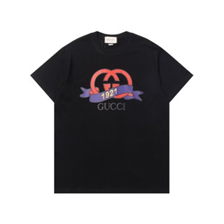 Gu88cc- เสื้อยืดคอกลม แขนสั้น พิมพ์ลายริบบิ้น หลากสี สไตล์คลาสสิก แฟชั่นใหม่ล่าสุด สําหรับผู้ชาย และผู้หญิง Sdggs 1921