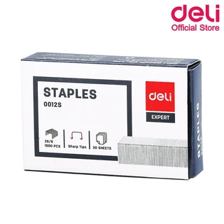 ลวดเย็บกระดาษ Deli 0012S Staples เบอร์ 26/6 และ 24/6 (30 Sheets) เย็บได้ 1,000 ครั้ง ลวดเย็บกระดาษ