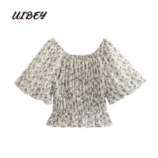 Uibey เสื้อเชิ้ตแฟชั่น พิมพ์ลาย เรียบง่าย อเนกประสงค์ 4143