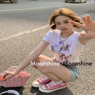 Moon  เสื้อครอป เสื้อแฟชั่นผู้หญิง y2k สีพื้น สําหรับผู้หญิง ใส่ไปคลับ ปาร์ตี้ 2023 NEW Jl1021 Trendy รุ่นใหม่ สบาย High quality A29J1I7 36Z230909