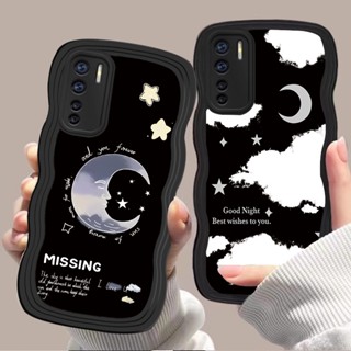 เคสโทรศัพท์ซิลิโคน TPU แบบนิ่ม ลายการ์ตูนดวงจันทร์ สีดํา สําหรับ Infinix Note Hot 30 30i Smart 7 Tecno Spark 10 10C Camon 20 Pro GO 2023 | L06