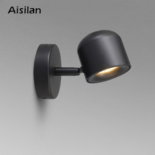 Aisilan โคมไฟติดผนัง LED โมเดิร์น 7W CRI 97 เคลือบอลูมิเนียม ปรับมุมได้ ไฟติดผนัง แบบมีสายแข็ง สําหรับข้างเตียง ทางเดิน ห้องนั่งเล่น