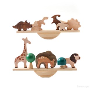 Loner Montessori Balance Toy Cartoon Animal Stacking Block Toy for Toddler Funny Balancing Block Desk Activity Learning