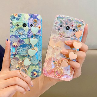 เคสโทรศัพท์มือถือ TPU แบบนิ่ม ลายดอกไม้ ประดับเพชรเทียม พร้อมสายคล้อง สําหรับ Realme 11 Pro Plus Pro+ 5G