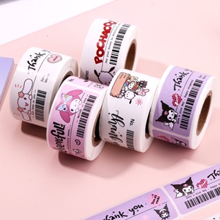 สติกเกอร์ฉลาก ลายการ์ตูน Sanrio Roll มีกาวในตัว สําหรับติดตกแต่ง 120 ชิ้น ต่อม้วน TZ057