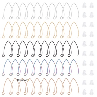 ตะขอต่างหู รูปตัว V พร้อมน็อตพลาสติก สไตล์ฝรั่งเศส สําหรับทําเครื่องประดับ DIY 5 สี 1 กล่อง 50 ชิ้น