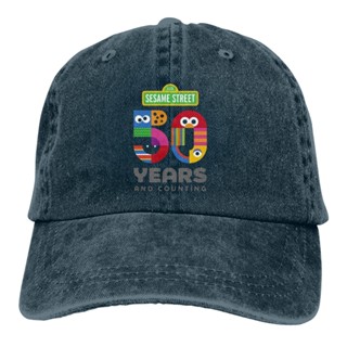 Xytz พร้อมส่ง หมวกผ้าฝ้าย 100% พิมพ์ลายโลโก้ Sesame Street 50 ปี T459 Bf ขนาดใหญ่ HS