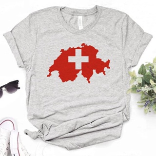 เสื้อยืด พิมพ์ลายมังงะ Switzerland สไตล์ญี่ปุ่น ฮาราจูกุ สตรีท สําหรับผู้หญิง