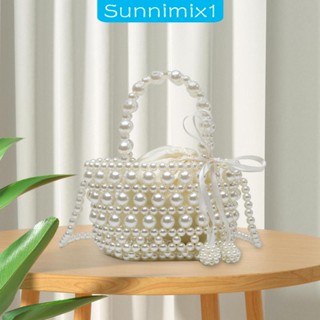 [Sunnimix1] กระเป๋าสะพายไหล่ กระเป๋าถือ ประดับลูกปัด ทนทาน สําหรับสตรี เหมาะกับงานปาร์ตี้ งานแต่งงาน