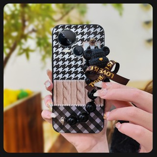 Nordic style Skin-friendly feel Phone Case For Tecno Spark10 5G/Ki8 Little Bear Bracelet phone case Black pearl pendant