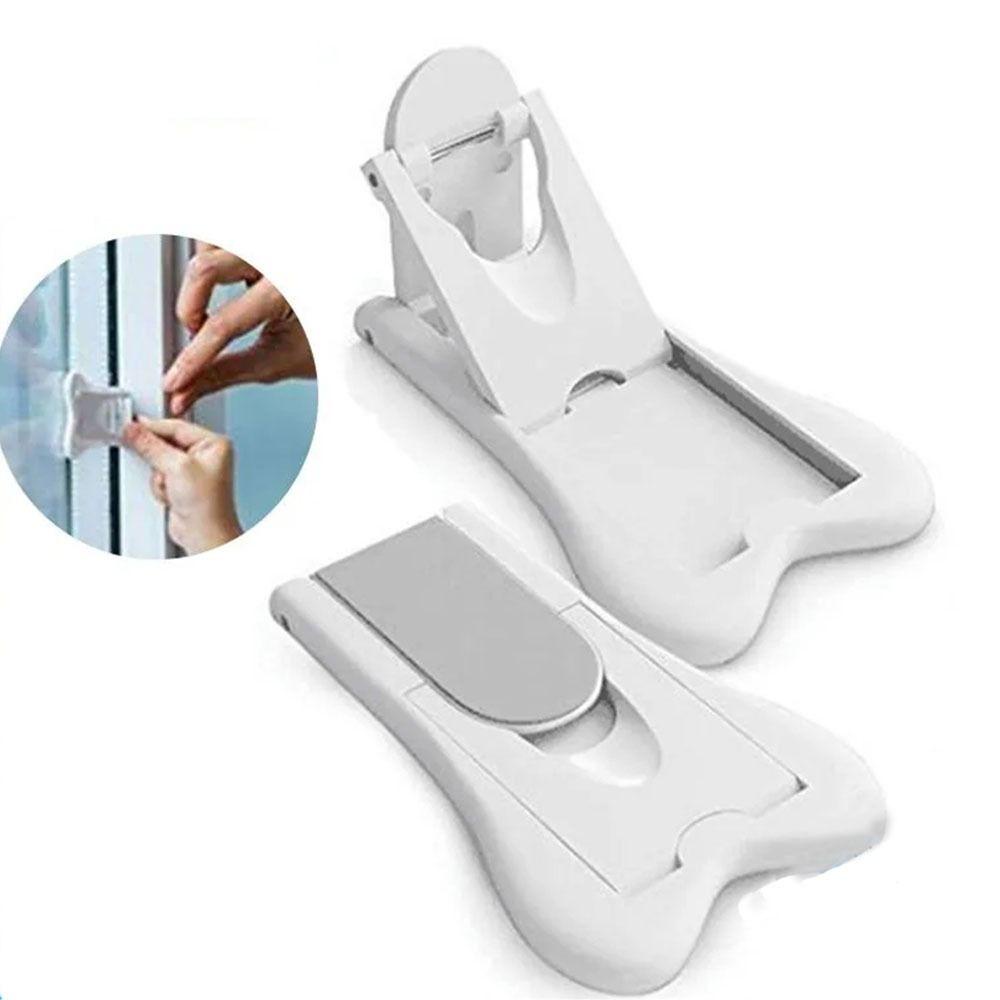 Moliha ตัวล็อคประตูบานเลื่อน, ตัวล็อคหน้าต่าง มีกาวในตัว เพื่อความปลอดภัย, ตัวล็อคประตูตู้ ABS แบบพกพา แข็งแรง ตัวยึดประตูตู้ ล็อคเด็ก - รูปที่ 3