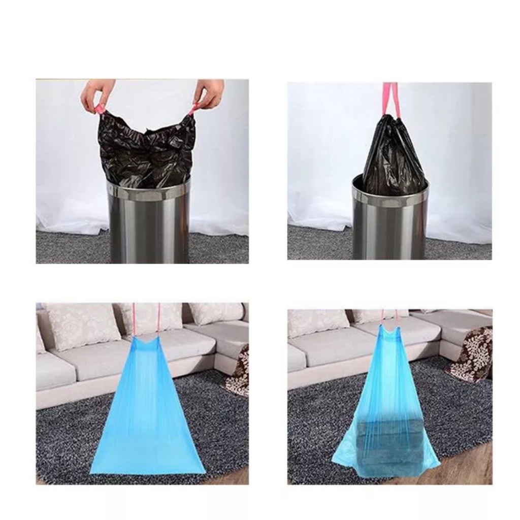 ถุงขยะ ขนาด 45x50 ซมcm พร้อมสายหูหิ้ว ดึงเชือกขึ้นก็มัด ไร้กลิ่นใช้สะดวก 1ม้วน 15ใบ TA03 - รูปที่ 5