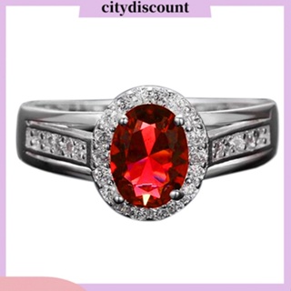 &lt;citydiscount&gt; แหวนชุบเงิน ประดับเพทาย ทรงวงรี หรูหรา สําหรับผู้หญิง งานเลี้ยง งานเลี้ยง