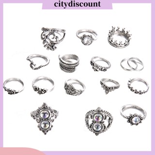 &lt;citydiscount&gt; แหวนนิ้วมือ รูปมงกุฎ สไตล์โบโฮ เรโทร 16 ชิ้น ต่อชุด