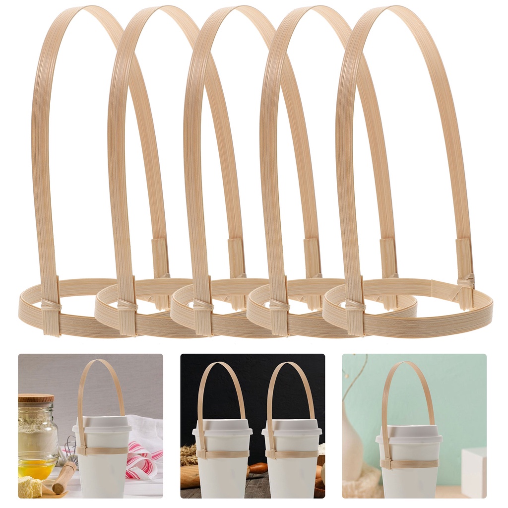 ที่วางแก้ว Carrier ถาดเครื่องดื่มกาแฟ Take Outgo เครื่องดื่มหวายจัดส่ง Takeaway ไม้ไผ่ Takeout Carriers สายคล้องชั้นวางขวด