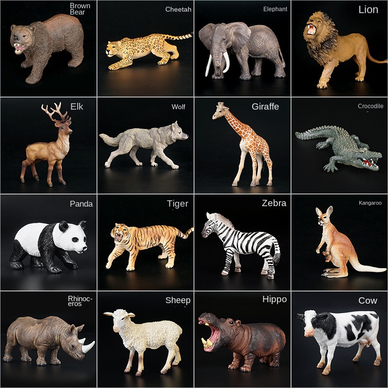 โมเดลสัตว์จําลอง รูปสวนสัตว์ ช้าง วัว เสือ พลาสติก ยางนิ่ม ของเล่นสําหรับเด็ก