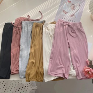 Little girls ice silk wide-legged pants summer thin style 2023 new girls summer style trousers loose stretch casual pants