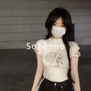 Solenne เสื้อครอป เสื้อยืดผู้หญิง ครอป baby tee สาวเรโทร 2023 NEW Style 072002