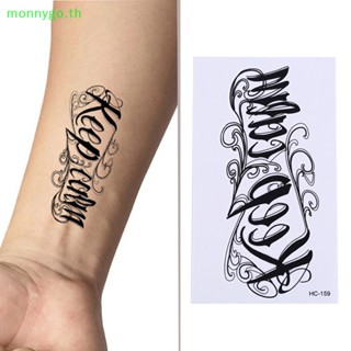 Monnygo สติกเกอร์รอยสักชั่วคราว ลายตัวอักษรภาษาอังกฤษ กันน้ํา ลอกออกได้