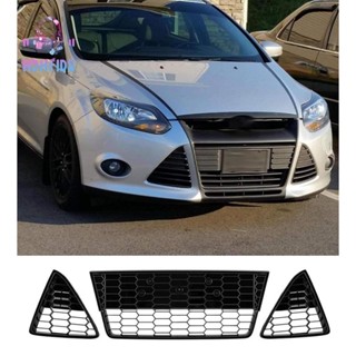 ตะแกรงกระจังหน้ากันชนหน้ารถยนต์ แบบรังผึ้ง สําหรับ Ford Focus 2012 2013 2014 3 ชิ้น