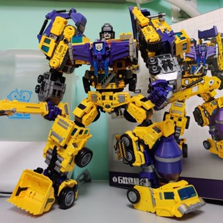 NBK 6 IN 1 Oversize 45CM Transformation Toy Devastator Robot Action Movie Figures Model Bulldozer Deformation Car Kids Boy Gift