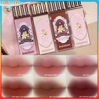 Kobeleen Cloud Cute Bear Lip Glaze Matte Velvet Lipstick Mist Sweet Bear Lip Tint ลิปกลอสกันน้ำ | เวลา1