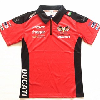 เสื้อโปโลแขนสั้น ลายนกฮูก DUCATI สไตล์ใหม่ สําหรับขี่รถจักรยานยนต์