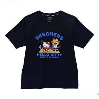 เสื้อยืดผู้ชายNew Skechers Hello Kitty Short Sleeve Tee เสื้อยืด ดพิมพ์ลาย เสื้อยืดผ้าฝ้าย คอกลม cotton แฟชั่น sale Uni