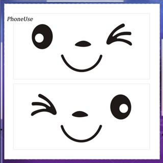 Phoneuse สติกเกอร์สะท้อนแสง ลายการ์ตูนหน้ายิ้มน่ารัก กันน้ํา ไม่ซีดจาง สําหรับติดตกแต่งกระจกมองหลังรถยนต์ Y-111 2 ชิ้น