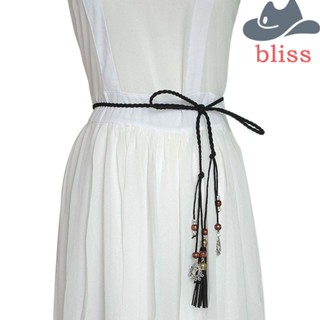 Bliss เข็มขัดเชือกถัก ประดับพู่ สไตล์จีน สําหรับผู้หญิง