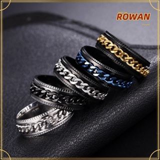 ROWANS แหวนเหล็กไทเทเนียม สไตล์พังก์ สําหรับผู้ชาย และผู้หญิง