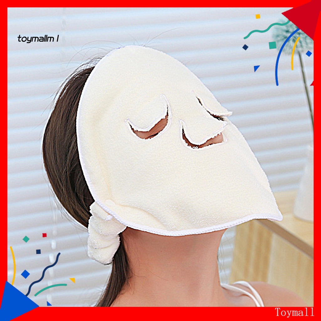[TM] Face Steamer Towel Super Soft Ear Hanging Design Coral Fleece Moisturizing Rejuvenation Hot Col