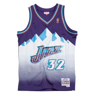 เสื้อกีฬาแขนสั้น ลายทีม Nba Karl Malone 1996-97 Road Jazz สีม่วง