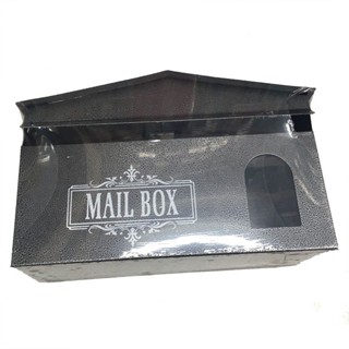 ตู้รับจดหมายทรงนอน กล่องรับความคิดเห็น Mail Box มีช่องกระจกใส (สีเทา)