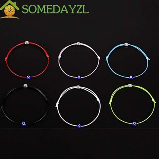 Somedayzl สร้อยข้อมือ เครื่องรางนําโชค แบบบาง 6 สี ปรับความยาวได้ สีแดง เชือกแฮนด์เมด เครื่องประดับ