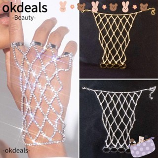 OKDEALS สร้อยข้อมือ ประดับพลอยเทียม แบบกลวง หรูหรา เป็นที่นิยม