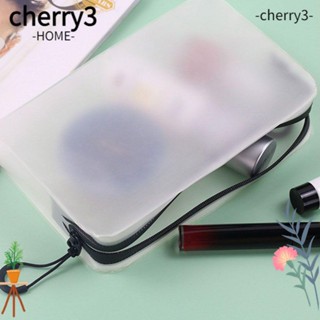 CHERRY3 กระเป๋าเครื่องสําอาง แบบใส มีซิปคู่ กันน้ํา