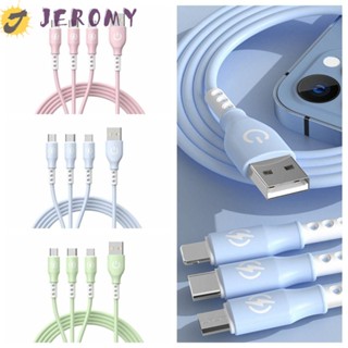 Jeromy สายชาร์จ 6A 3In1 3In1 Micro USB C Type C 6A 66w หลายพอร์ต ชาร์จเร็ว