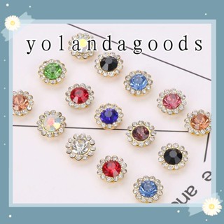 Yola กระดุมคริสตัลรูปดอกไม้สําหรับตกแต่งเสื้อผ้า 10 ชิ้น