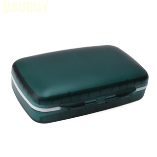 Dsubuy 8 Compartments Tablet Case Sealing Silicone Medicine Storage Box Daily Tablets Dispenser for Travel Green