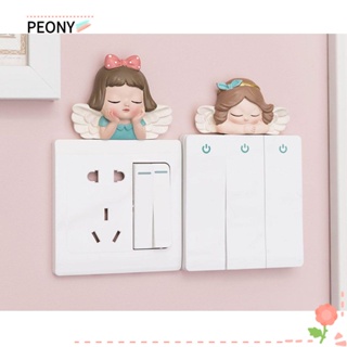 ❈PEONY❈ Cute 3D Switch Sticker Living Room Angel Shape Socket Decoration Resin Bedroom Hand Painted Girl Punch-Free